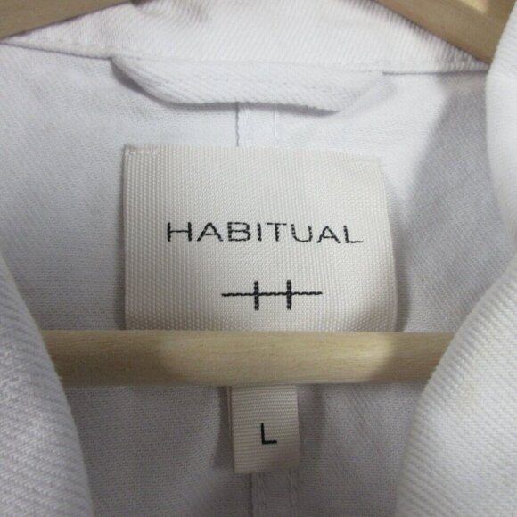 Habitual Oversize Crop Denim Jacket Women L White Short Sleeve Button Up 558 - Picture 3 of 13